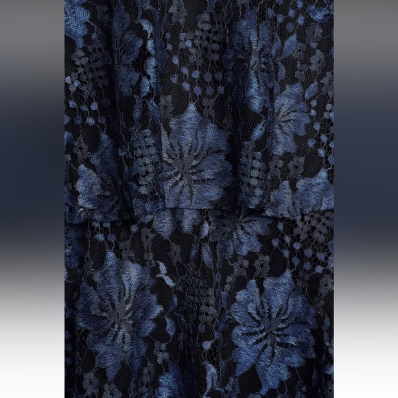 NWT Lulus Molinetto Navy Blue Lace Ruffled Tiered Sleeveless Maxi Dress - Picture 4 of 10